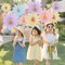 9 PCS Pastel Paper Flower Decorations,Yellow,Pink and Purple Pastel Party Decorations,Sunflower Folding Paper Fans,Classroom Decoration Paper Floral